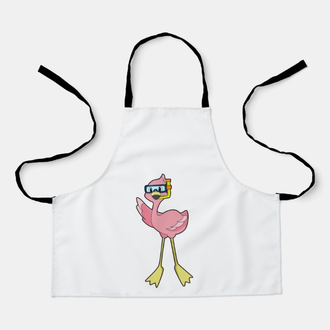 Flamingo at Diving with Snorkel Apron (Front)