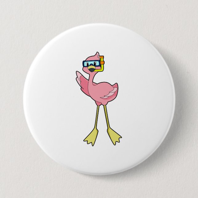 Flamingo at Diving with Snorkel Button (Front)