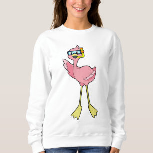 Flamingo at Diving with Snorkel Sweatshirt
