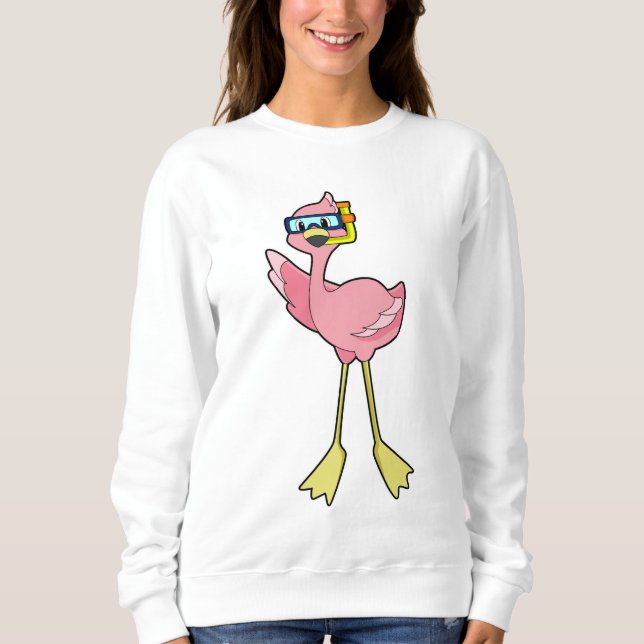 Flamingo at Diving with Snorkel Sweatshirt (Front)