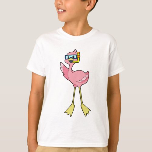 Flamingo at Diving with Snorkel T_Shirt