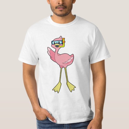 Flamingo at Diving with Snorkel T_Shirt