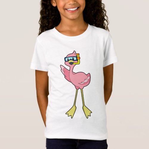 Flamingo at Diving with Snorkel T_Shirt