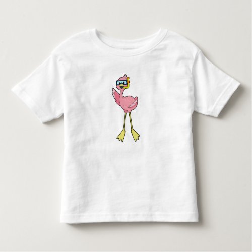 Flamingo at Diving with Snorkel Toddler T_shirt