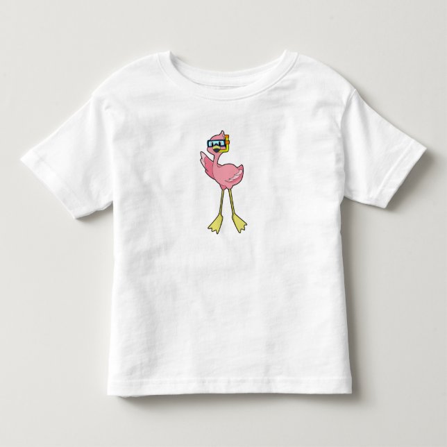 Flamingo at Diving with Snorkel Toddler T-shirt (Front)