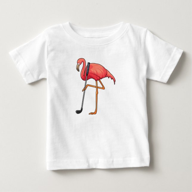 Flamingo at Golf with Golf club Baby T-Shirt (Front)
