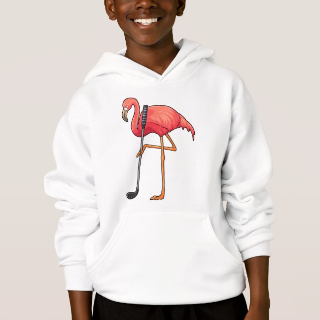 Flamingo at Golf with Golf club Hoodie (Front)