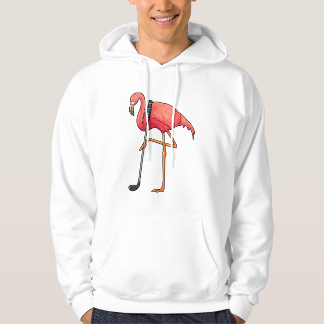 Flamingo at Golf with Golf club Hoodie (Front)