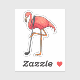 Flamingo at Golf with Golf club Sticker