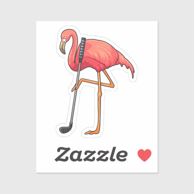 Flamingo at Golf with Golf club Sticker (Sheet)