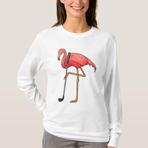 Flamingo at Golf with Golf club T_Shirt