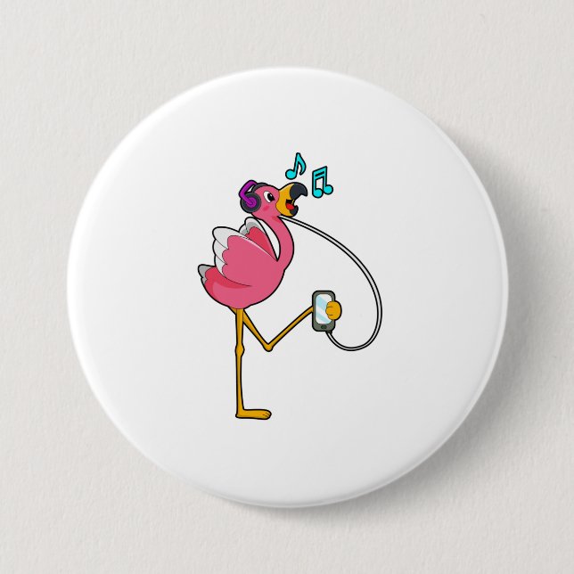 Flamingo at Music with Headphone Button (Front)