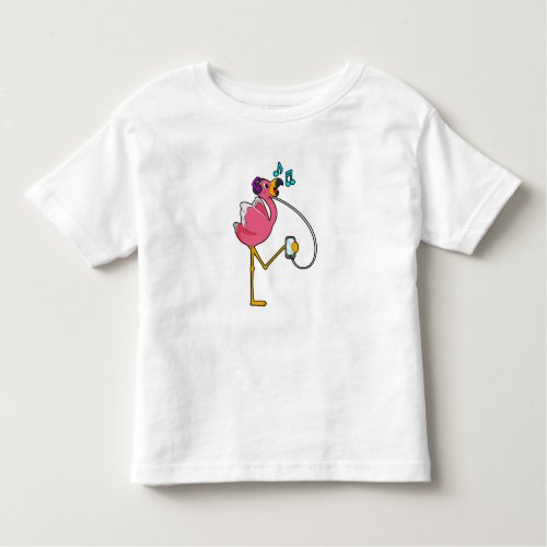 Flamingo at Music with Headphone Toddler T_shirt