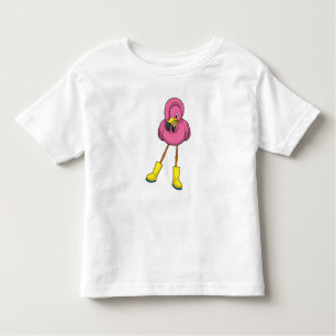 Flamingo at Raining with Rubber boots Toddler T-shirt