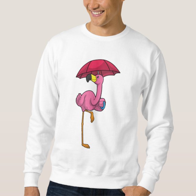 Flamingo at Raining with Umbrella Sweatshirt (Front)