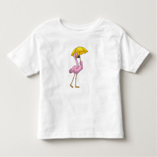 Flamingo at Raining with Umbrella Toddler T-shirt
