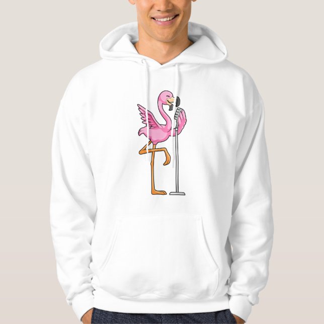 Flamingo at Singing with Microphone Hoodie (Front)