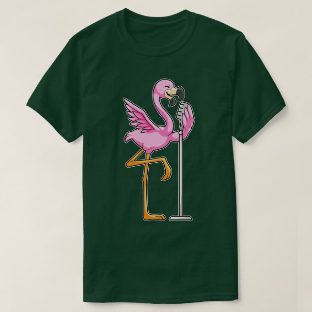 Flamingo at Singing with Microphone T-Shirt (Design Front)