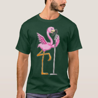 Flamingo at Singing with Microphone T-Shirt