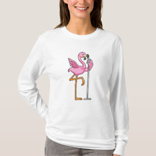 Flamingo at Singing with Microphone T-Shirt