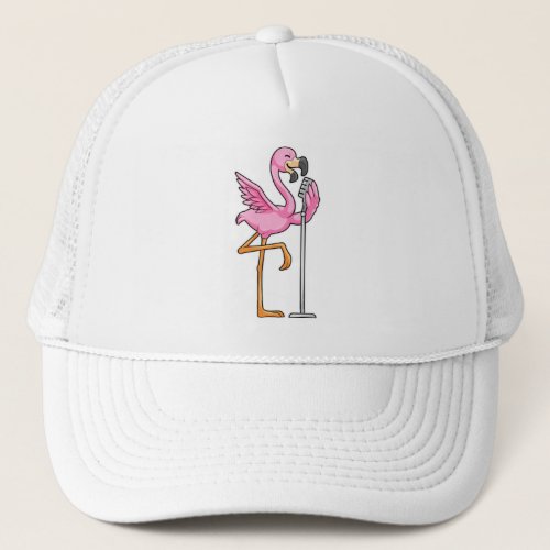 Flamingo at Singing with Microphone Trucker Hat