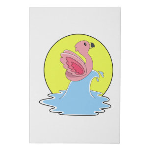 Flamingo at Surfing on Water Faux Canvas Print