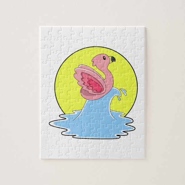 Flamingo at Surfing on Water Jigsaw Puzzle (Vertical)