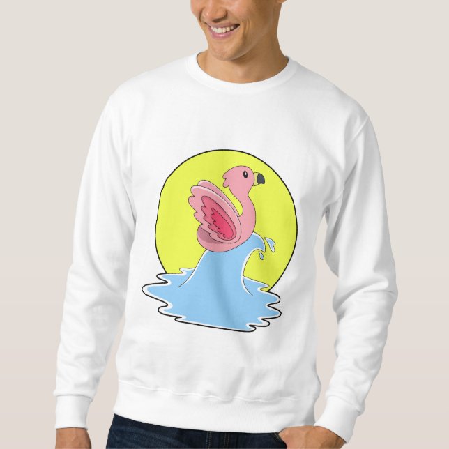 Flamingo at Surfing on Water Sweatshirt (Front)