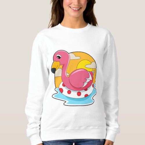 Flamingo at Swimming with Lifebuoy Sweatshirt