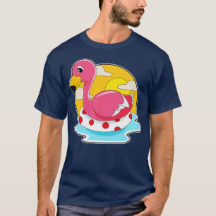 Flamingo At Swimming With Lifebuoy T-Shirt