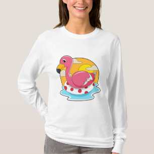 Flamingo at Swimming with Lifebuoy T-Shirt