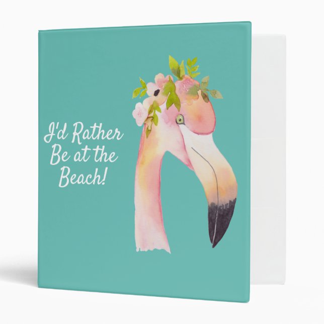 Flamingo at the beach 3 ring binder (Front/Inside)