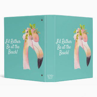 Flamingo at the beach 3 ring binder