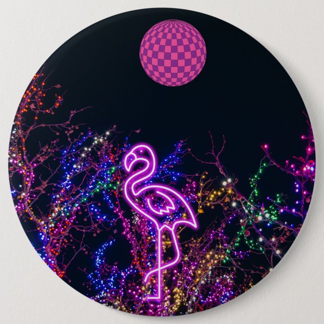 Flamingo at the dance party. button (Front)