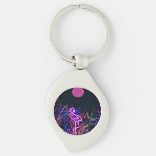 Flamingo at the dance party. keychain