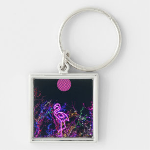 Flamingo at the dance party. keychain