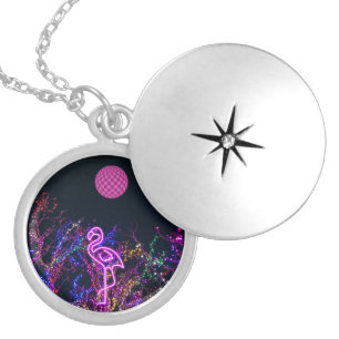 Flamingo at the dance party. locket necklace