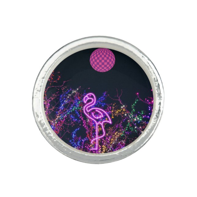 Flamingo at the dance party. ring (Front)