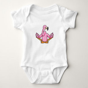 Flamingo at Yoga in Cross-legged Baby Bodysuit