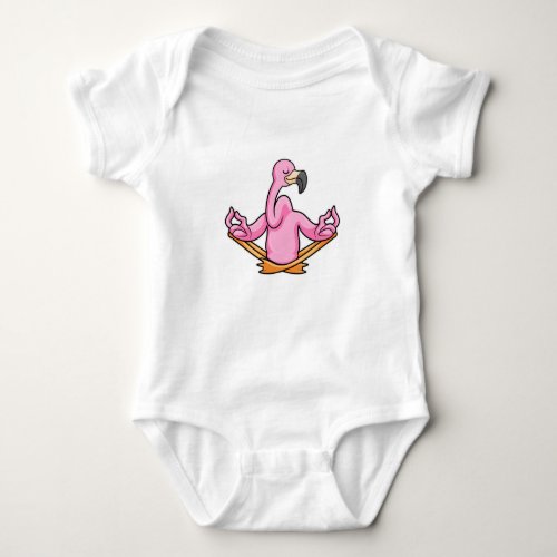 Flamingo at Yoga in Cross_legged Baby Bodysuit
