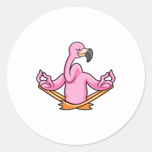 Flamingo at Yoga in Cross_legged Classic Round Sticker
