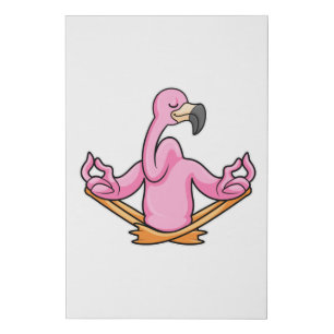 Flamingo at Yoga in Cross-legged Faux Canvas Print