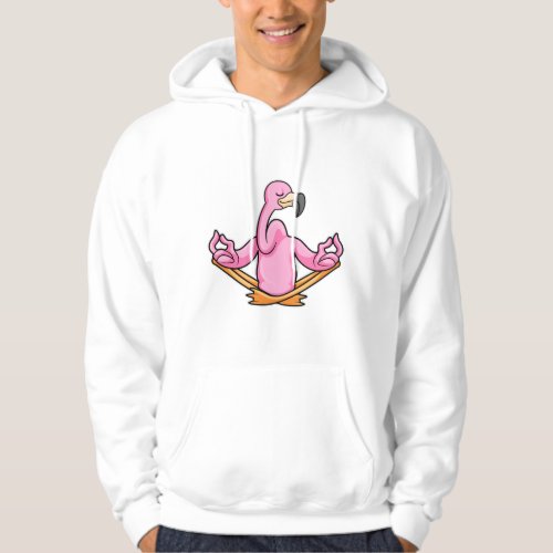 Flamingo at Yoga in Cross_legged Hoodie