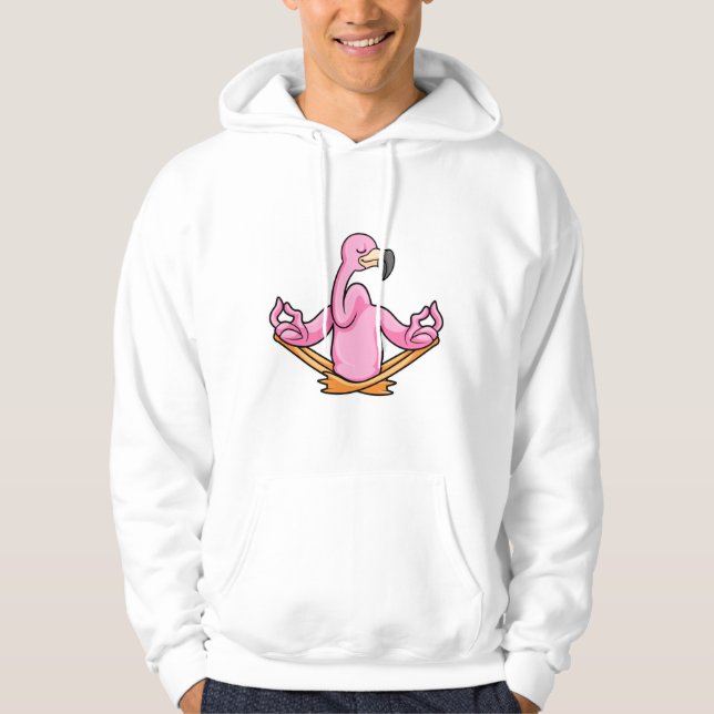 Flamingo at Yoga in Cross-legged Hoodie (Front)