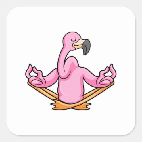 Flamingo at Yoga in Cross_legged Square Sticker