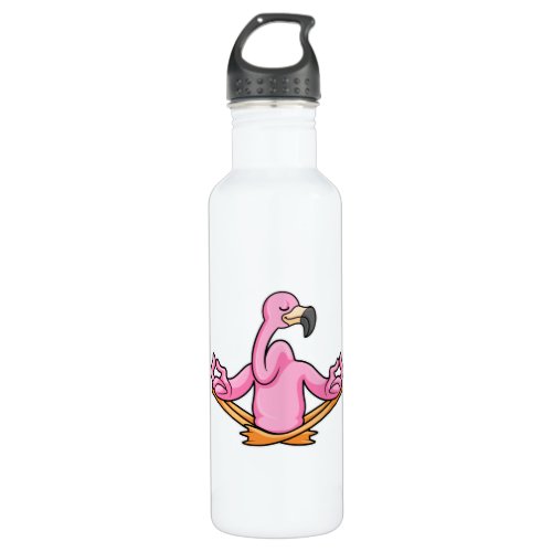 Flamingo at Yoga in Cross_legged Stainless Steel Water Bottle