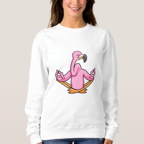 Flamingo at Yoga in Cross_legged Sweatshirt