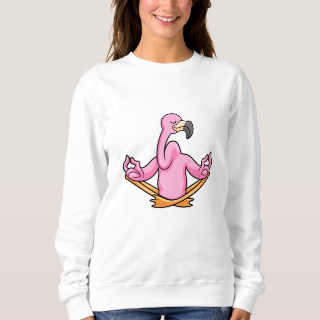 Flamingo at Yoga in Cross-legged Sweatshirt (Front)