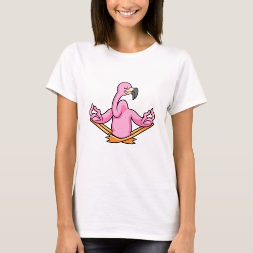 Flamingo at Yoga in Cross_legged T_Shirt