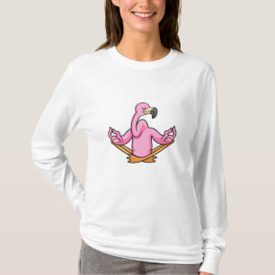 Flamingo at Yoga in Cross-legged T-Shirt